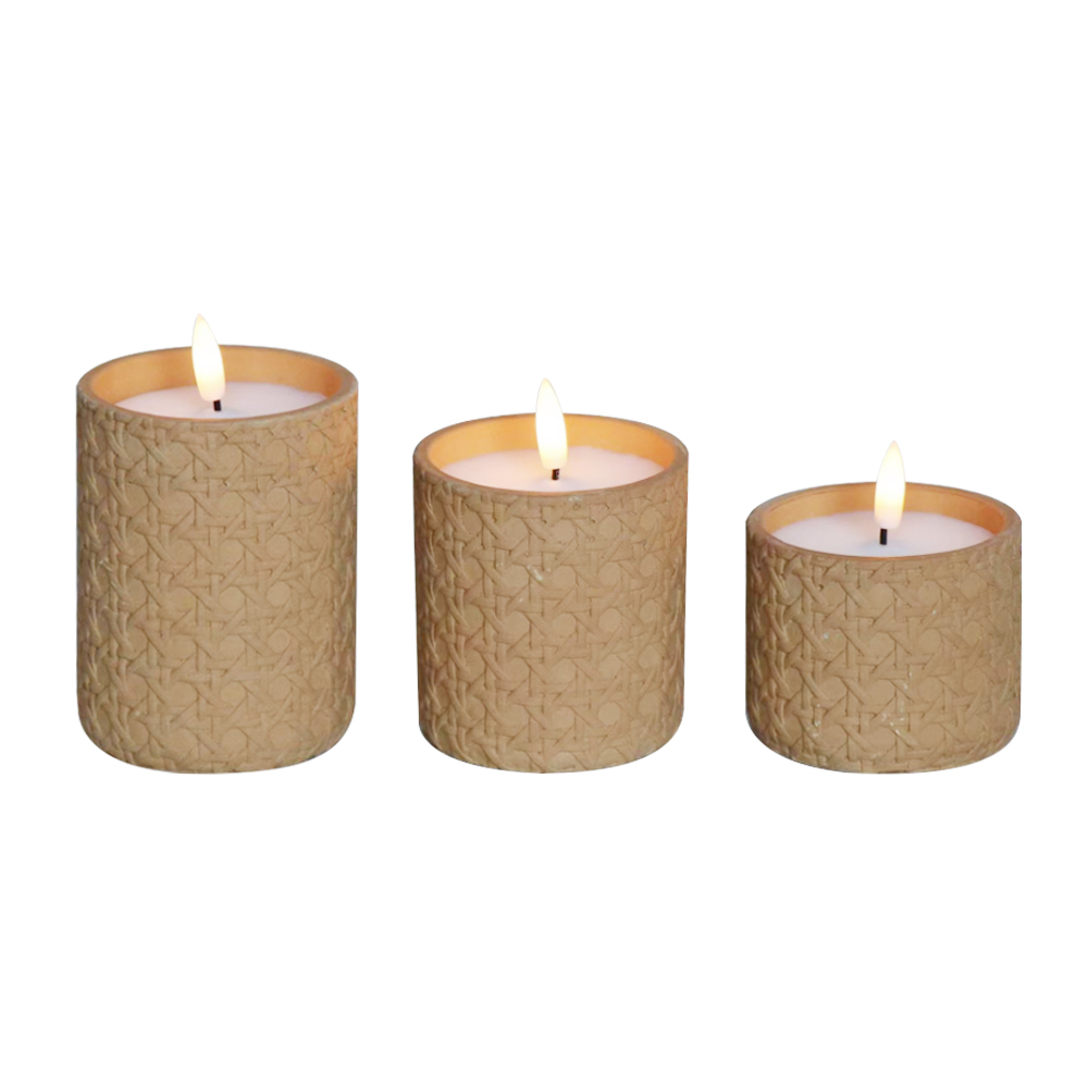 LED Realistic Flame Battery Cement 3D Wick Candle