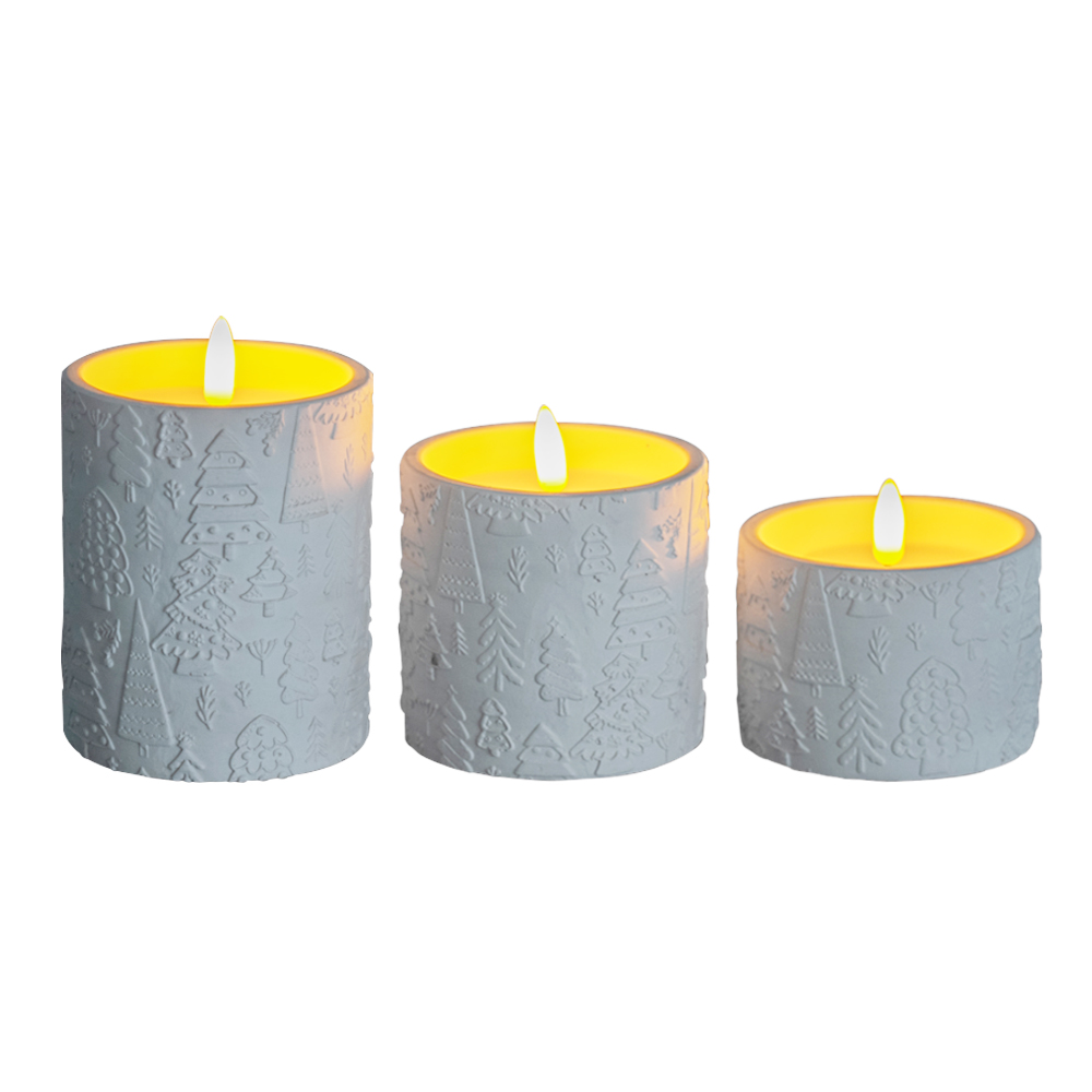 LED Sustainable 3D Electronic Cement-Look Design Cylinder Candle