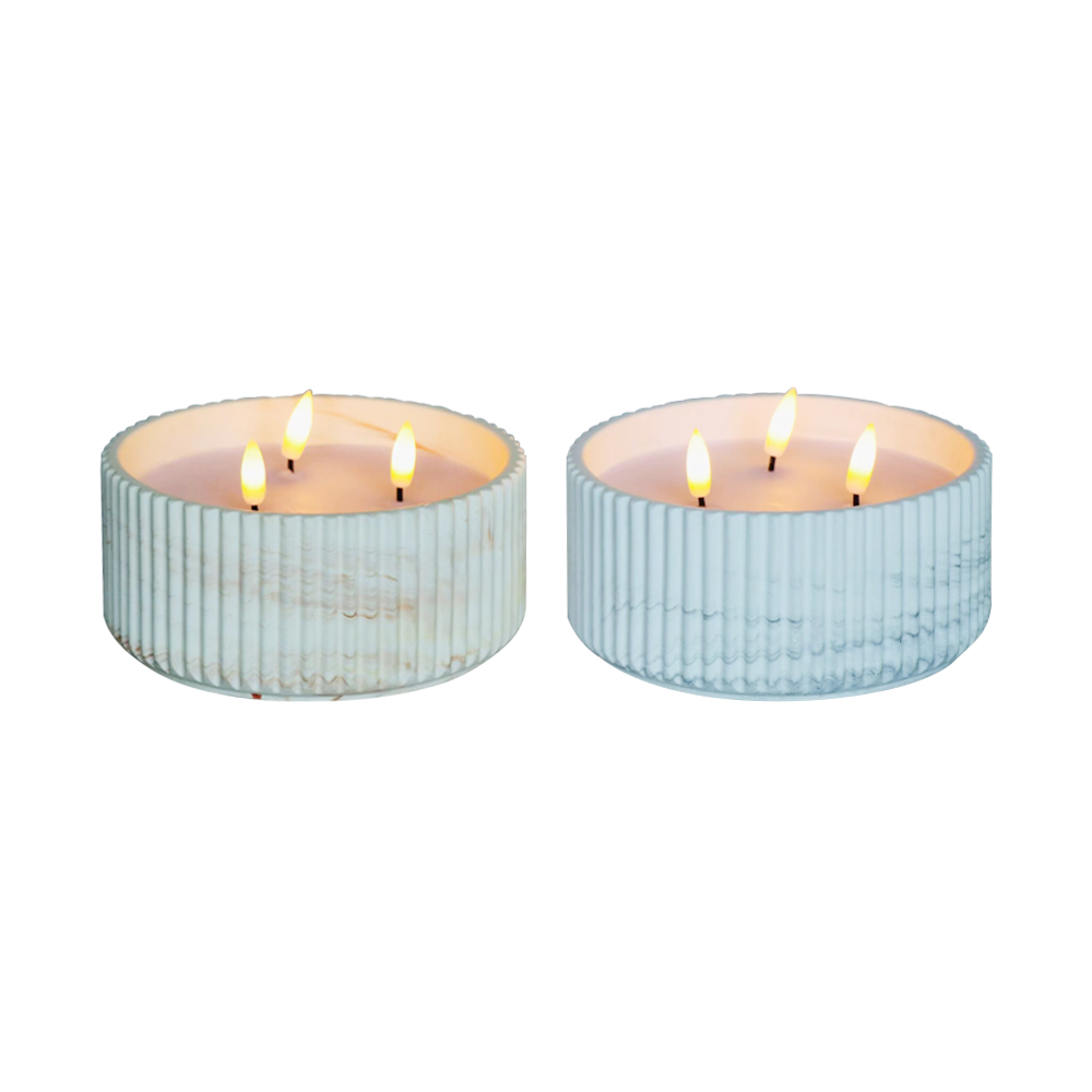LED Cement 3D Wick Candle with Hard Stripe Surface