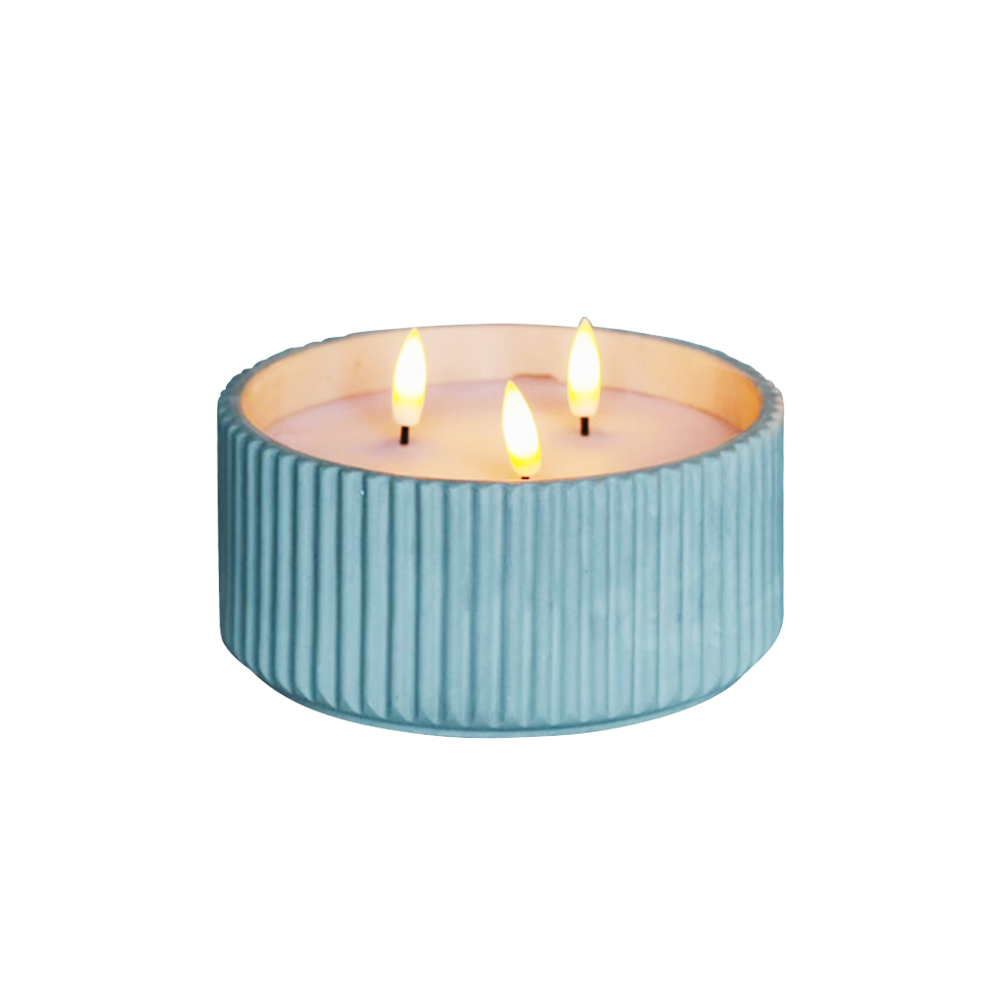 LED Cement 3D Wick Candle with Hard Stripe Surface