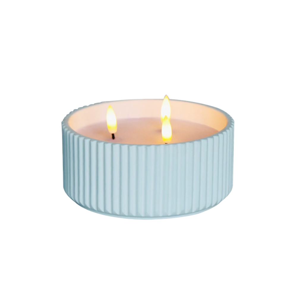 LED Cement 3D Wick Candle with Hard Stripe Surface