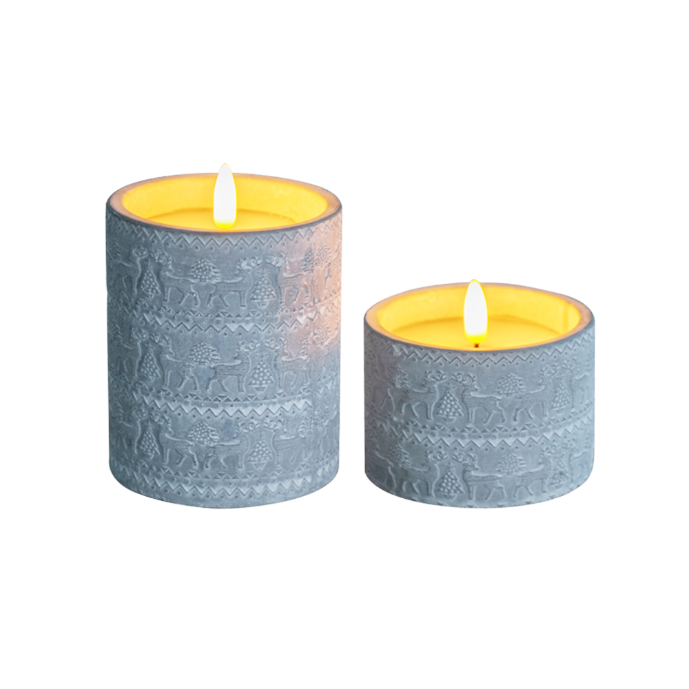 LED 3D Flameless Electronic Glossy Cement Candle