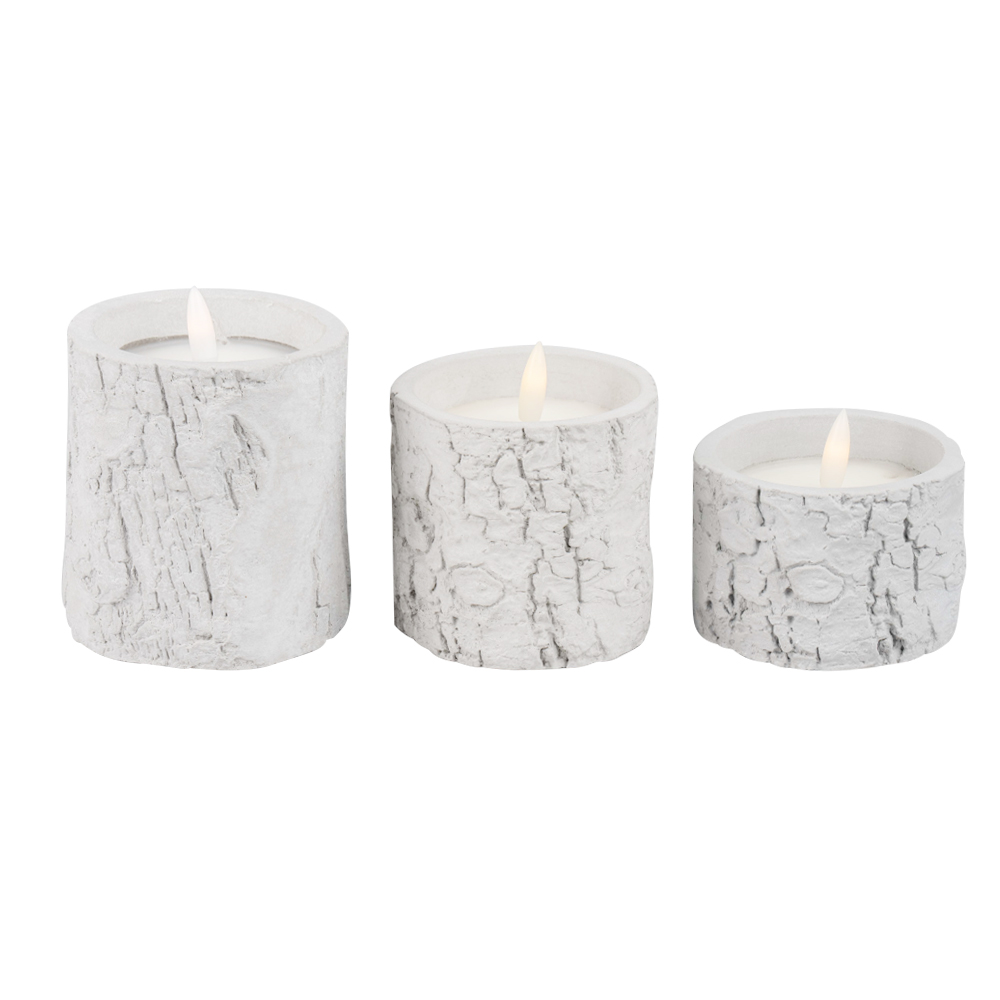 LED Flameless 3D Cement Real Wax Battery Operated Candle