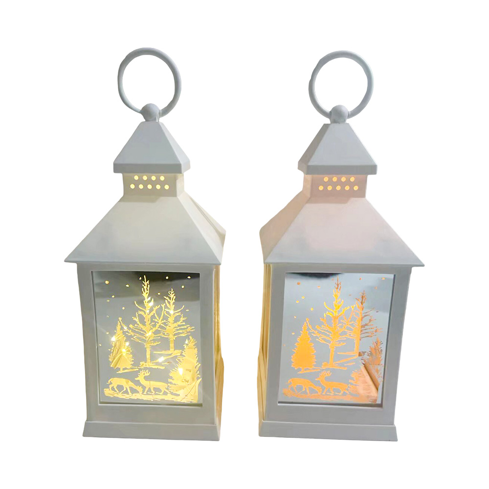 LED Glowing Forest Christmas Hurricane Lantern