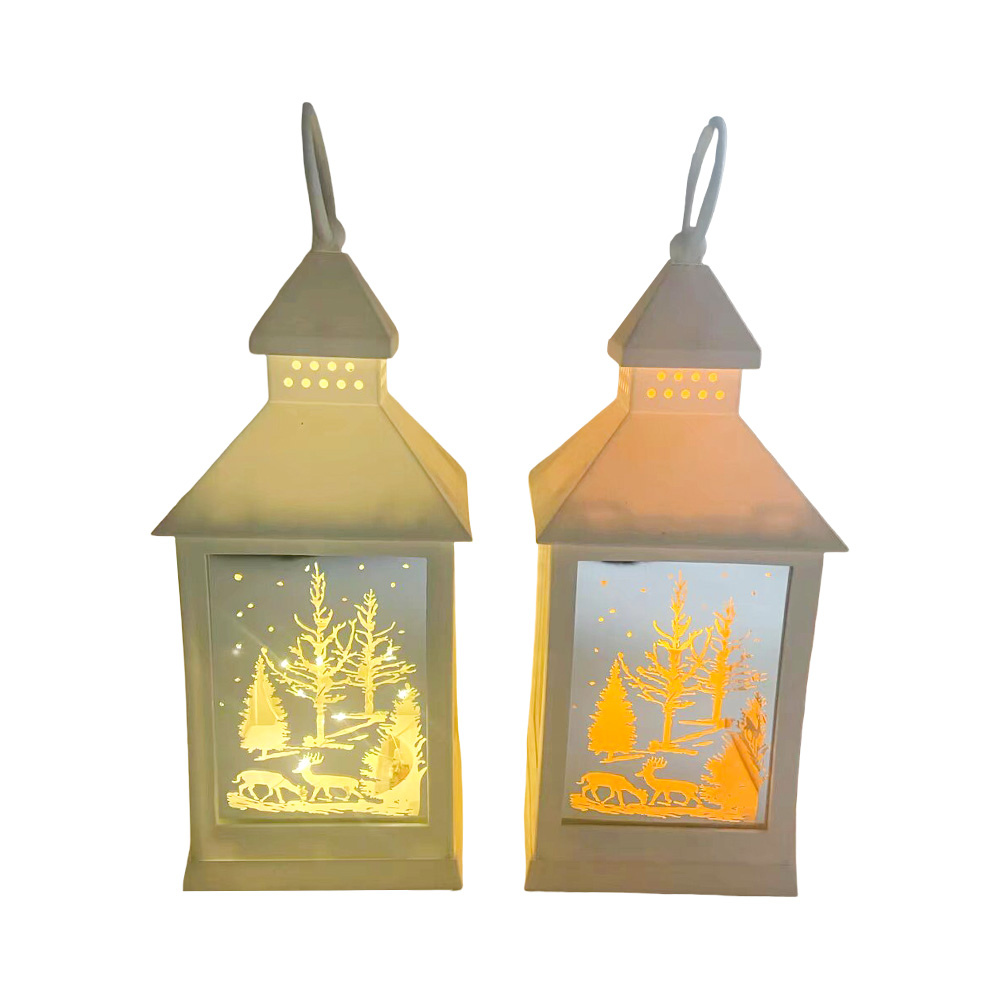 LED Glowing Forest Christmas Hurricane Lantern
