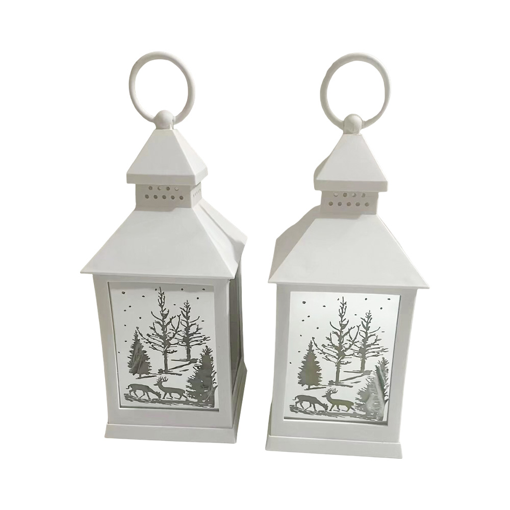 LED Glowing Forest Christmas Hurricane Lantern