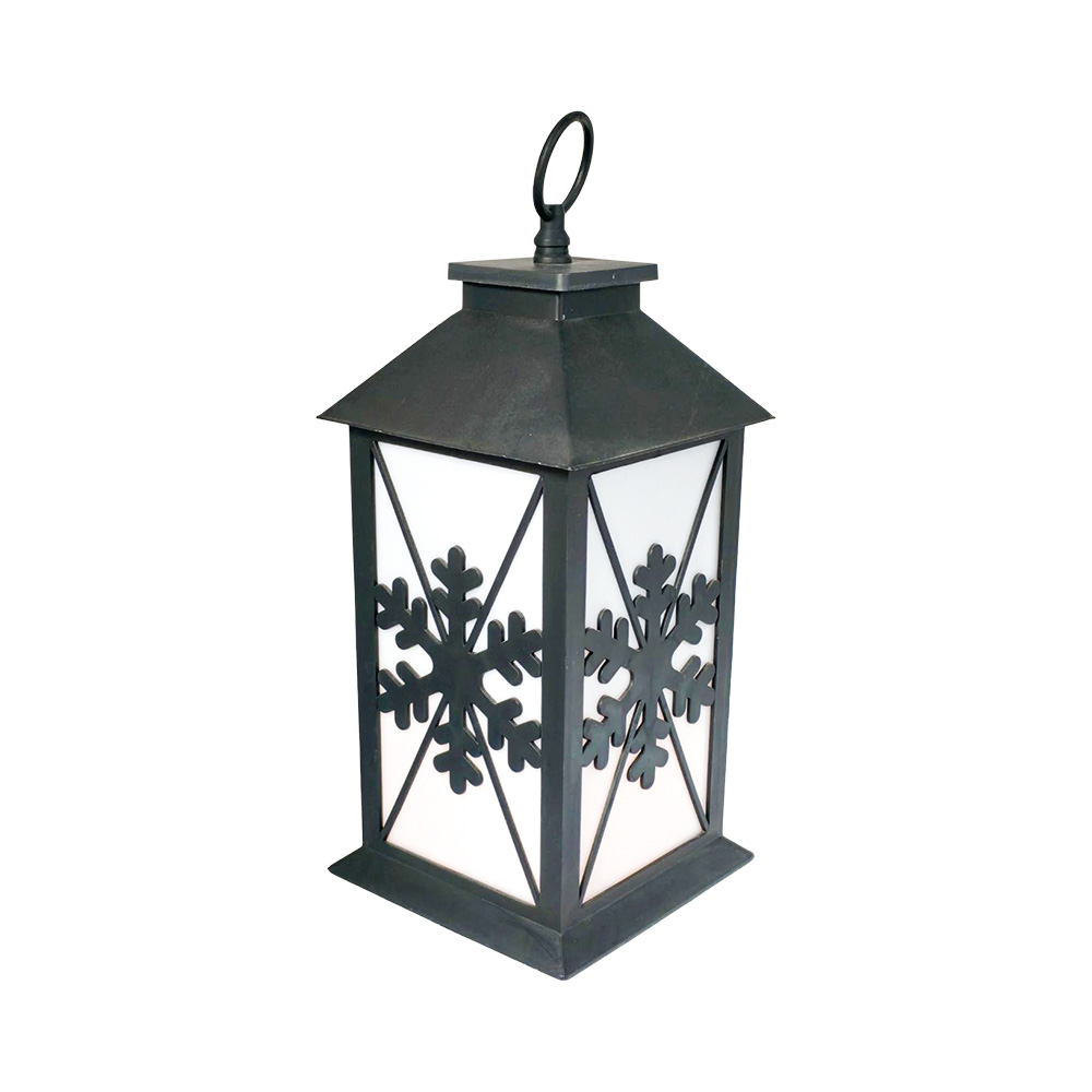 LED Winter Black Snowflake Decorative Hurricane Lantern