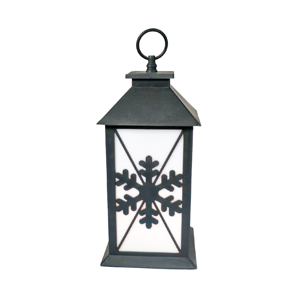 LED Winter Black Snowflake Decorative Hurricane Lantern